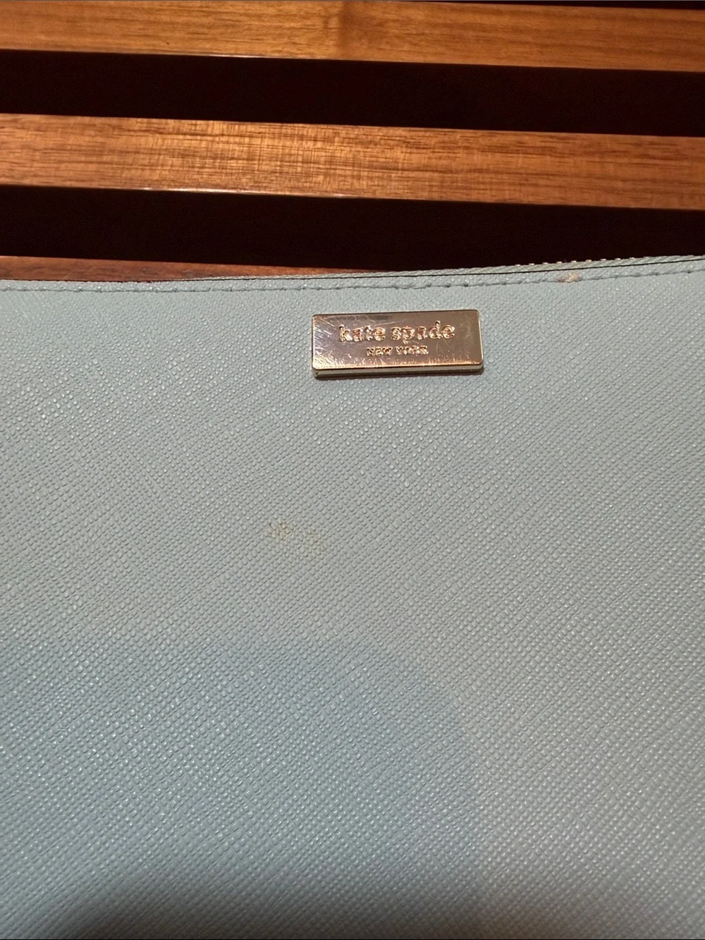 kate spade pale blue zip-around wallet